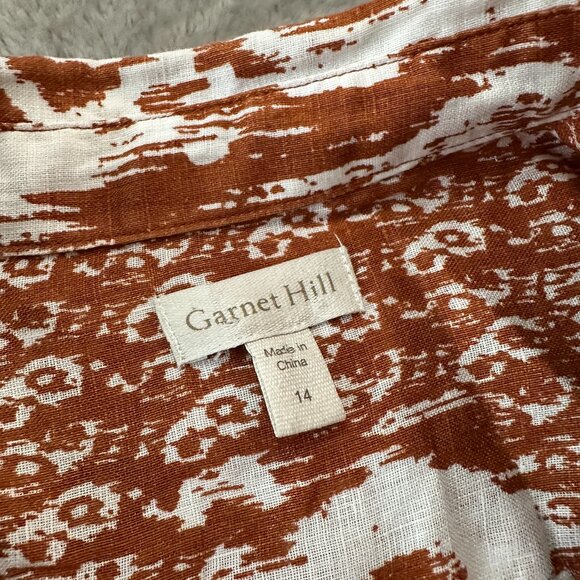 Garnet Hill 100% Linen Button Down Blouse Shirt Women's size 14 - Picture 2 of 5